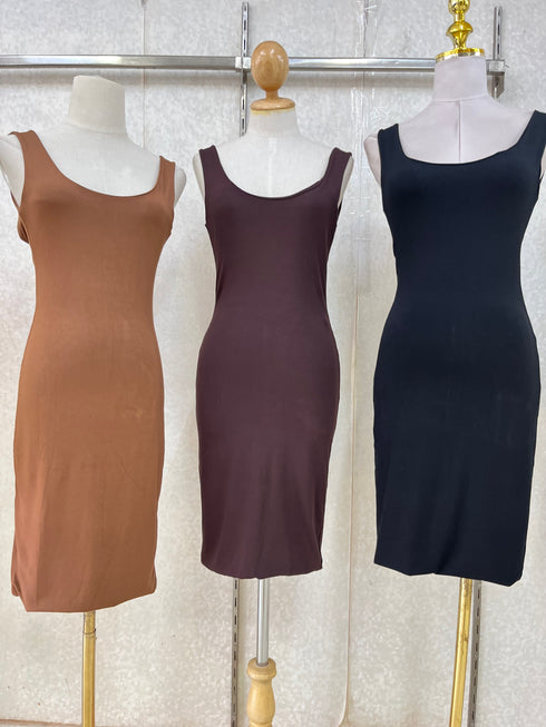 Deep Round Neck Backless  Body con Dress
